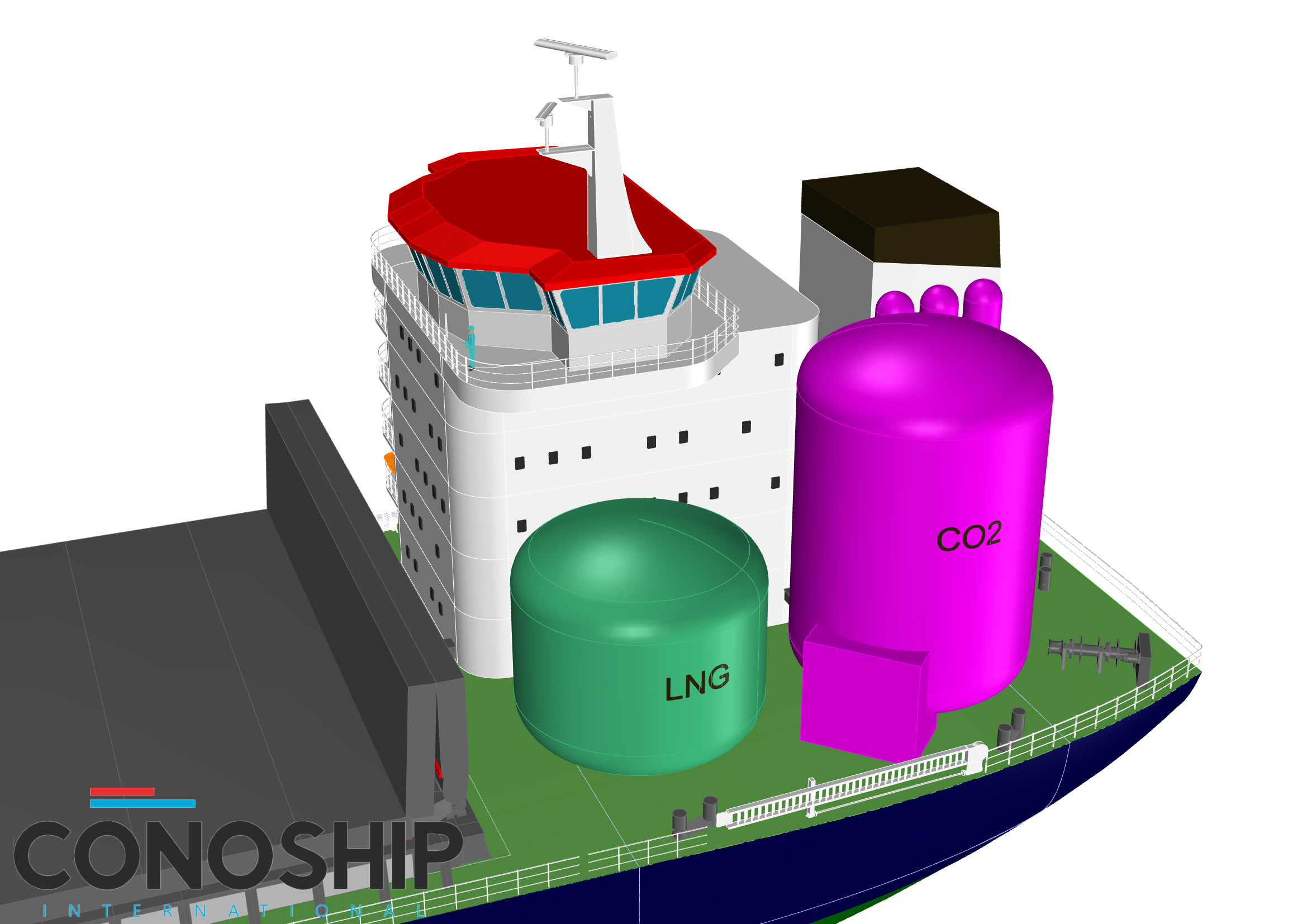 Conoship design of LNG + Co2 capture