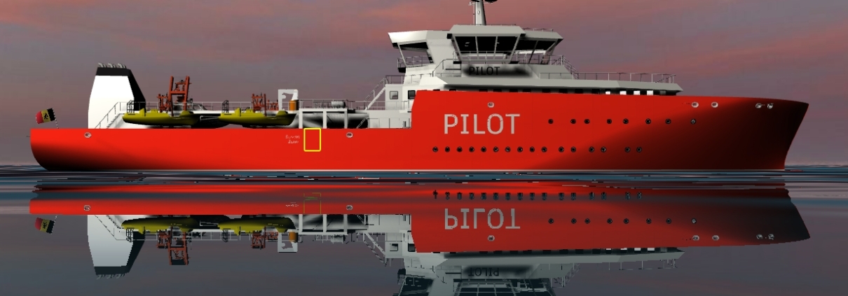 Pilot station vessel for DAB Vloot Side wide view-water