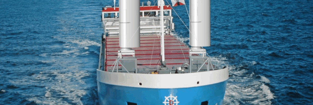 A simulation of the twin Ventifoil system installation aboard the MV Angie