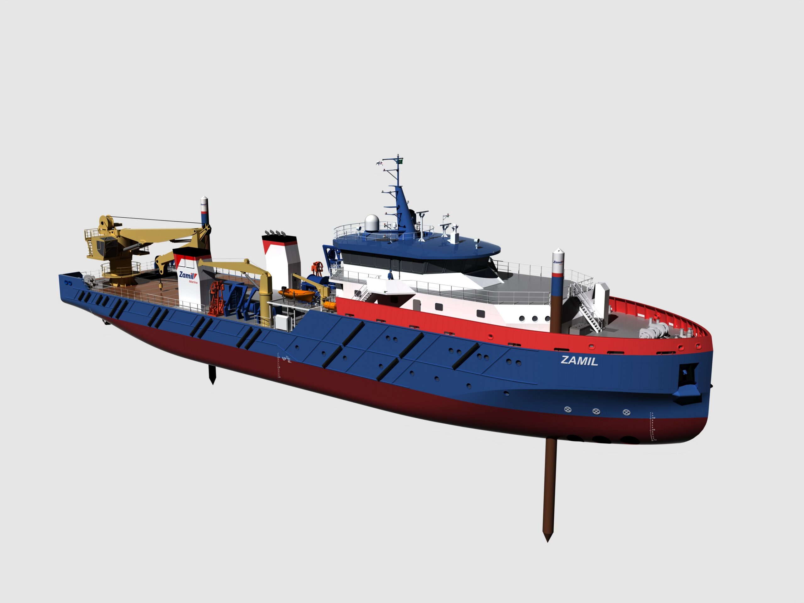 Zamil Dive Support vessel render design by Conoship International